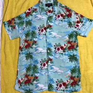 Men’s Blue PacSun Shirt with Tropical 🏝 Print - M